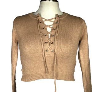 🌺3/$15🌺NWT Mocha Lace-Up Knitted Sweater